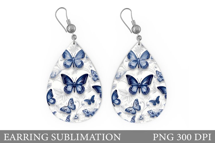 Butterflies Earring Sublimation. Butterflies Earring Design example image 1