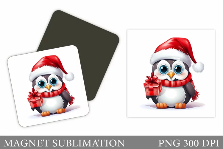 Christmas Penguin Magnet. Winter Penguin Magnet