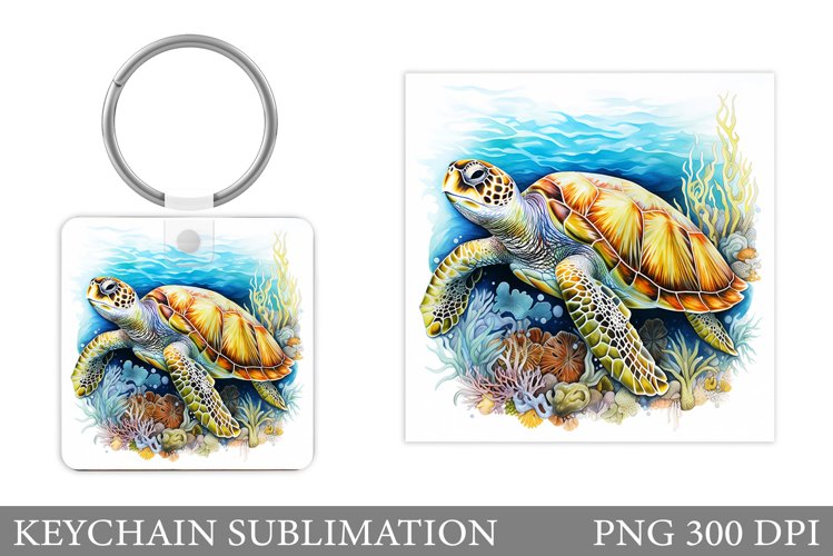 Turtle Keychain Sublimation. Turtle Keychain Design example image 1