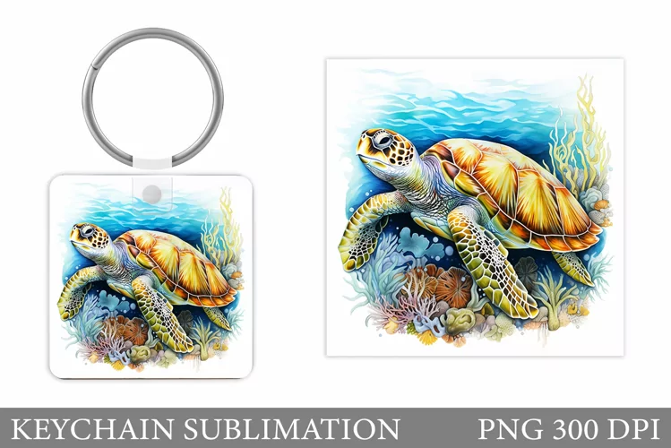 Turtle Keychain Sublimation. Turtle Keychain Design