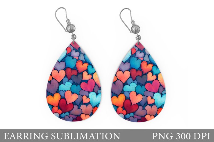 Colorful Hearts Earring. Valentines Earring Design example image 1