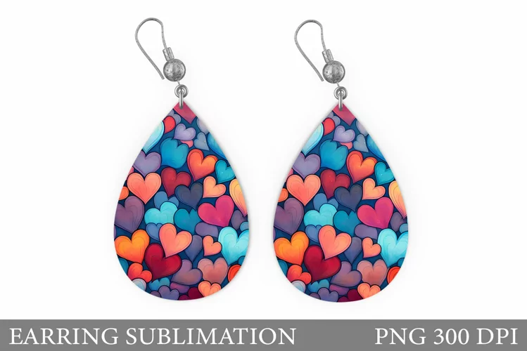 Colorful Hearts Earring. Valentines Earring Design