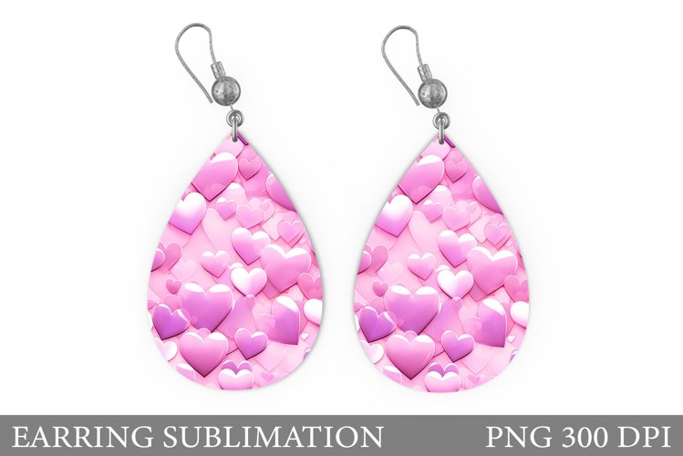 Hearts Earring Sublimation. Hearts Teardrop Earring