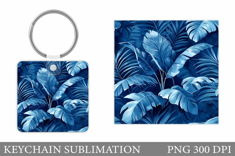 Tropical Leaves Keychain. Tropical Keychain Sublimation