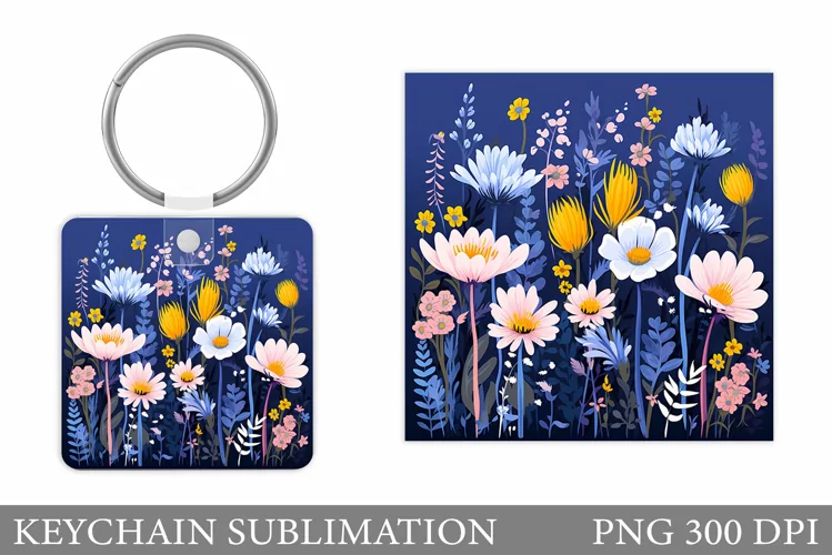 Flowers Keychain Sublimation. Flowers Keychain Design