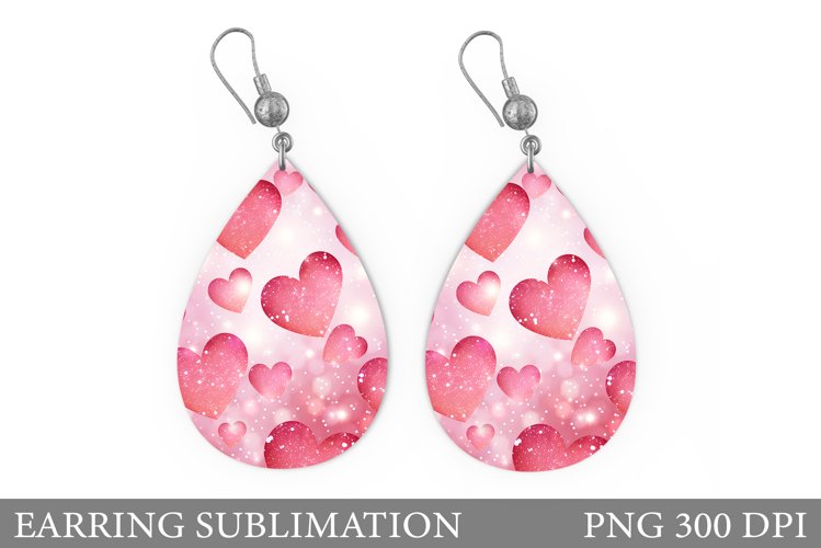 Shimmer Hearts Earring. Hearts Teardrop Earring Sublimation