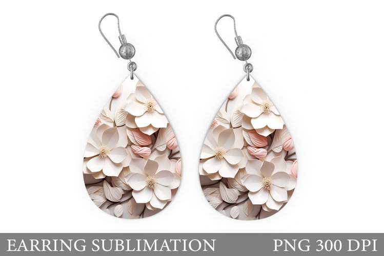 3D Flowers Earring Design. Flowers Earring Sublimation example image 1
