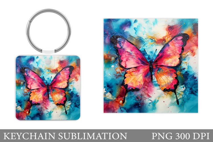 Butterfly Keychain Sublimation. Butterfly Square Keychain
