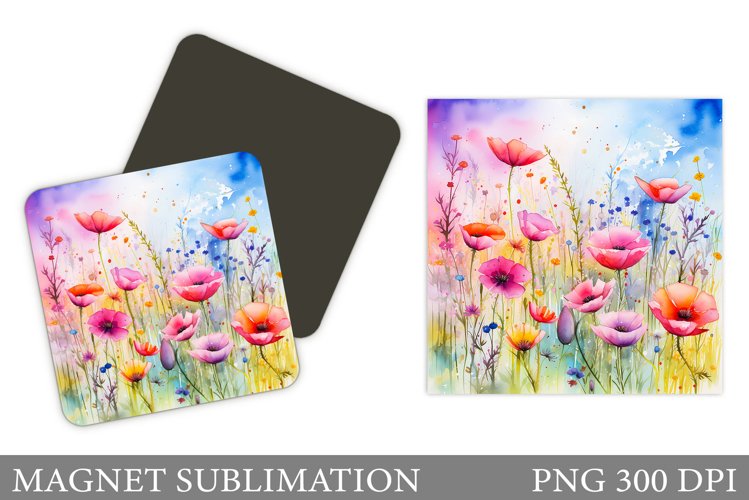 Flowers Magnet Design. Wildflowers Magnet Sublimation