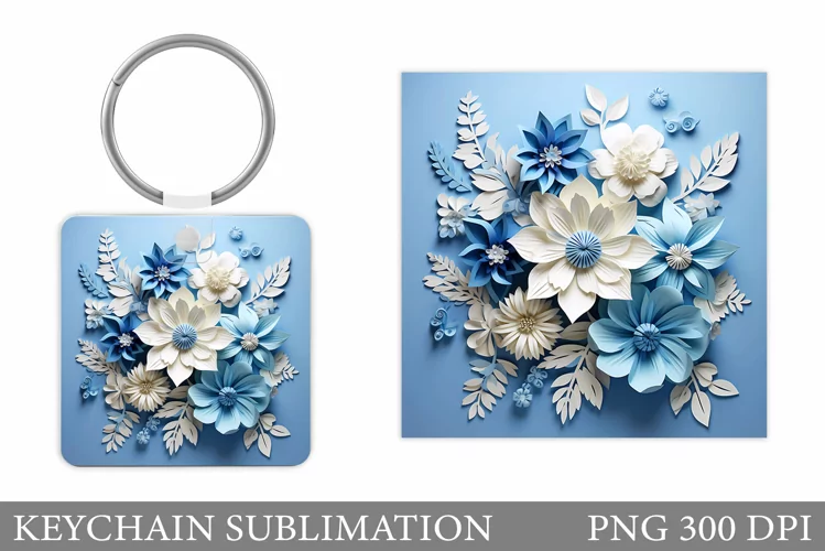 3D Flowers Keychain Design. Flowers Keychain Template