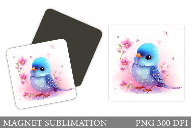 Cute Bird Magnet Sublimation. Bird Spring Magnet Design example image 1