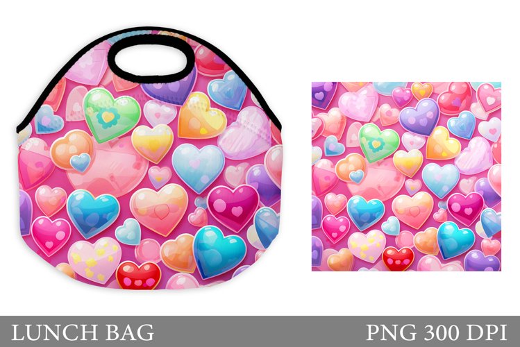Hearts Lunch Bag Sublimation. Hearts Lunch Bag Design