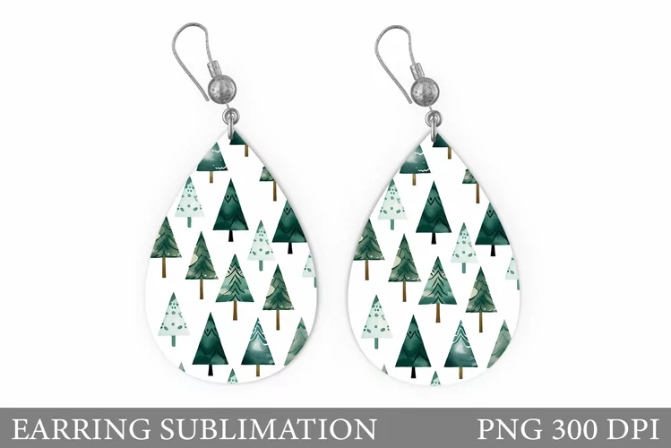 Christmas Tree Watercolor Earring Sublimation