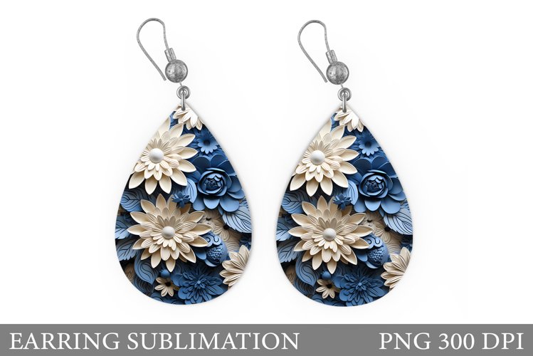 Flowers Earring Design. 3D Flowers Earring Sublimation example image 1