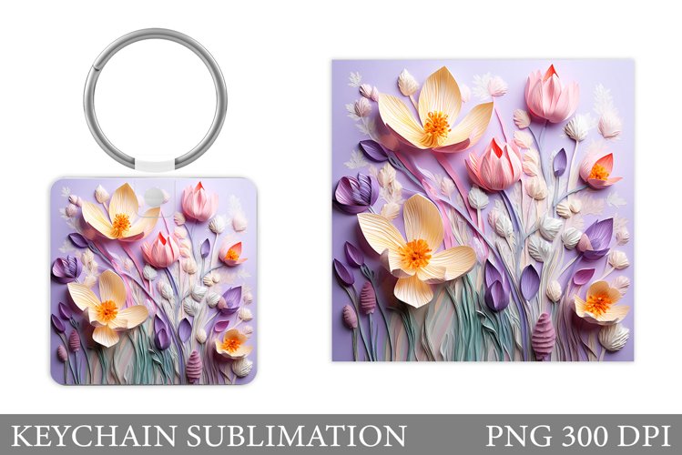 Flowers Spring Keychain Design. Crocus Keychain Sublimation