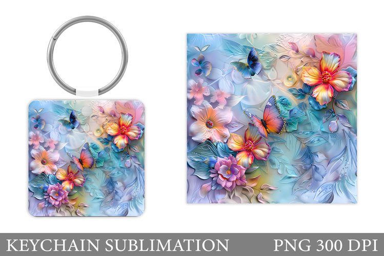 Butterflies Keychain Sublimation.Summer Keychain Design