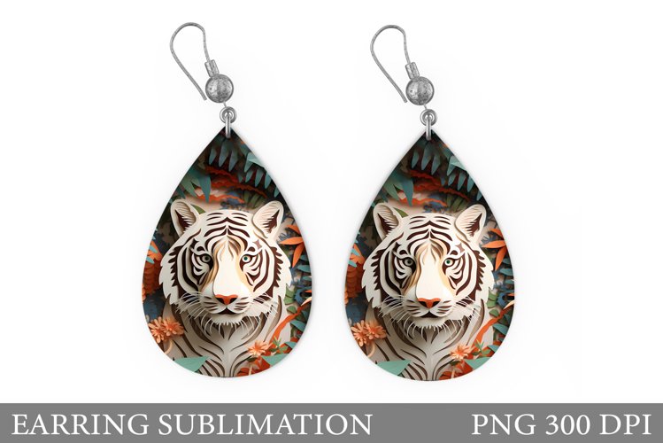 Tiger Teardrop Earring Design. Tiger Earring Sublimation