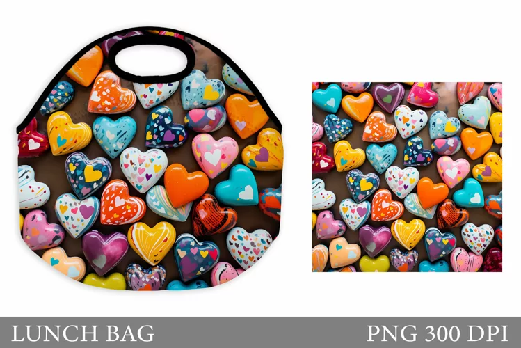 Hearts Lunch Bag Sublimation. Hearts Lunch Bag Design