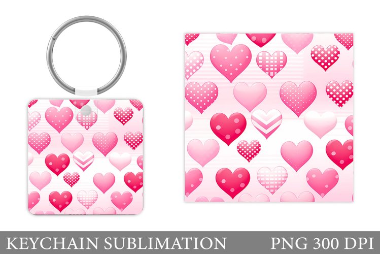 Colorful Hearts Keychain Design. Hearts Keychain Sublimation example image 1