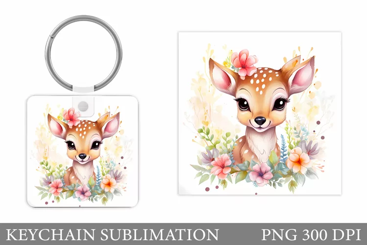 Cute Deer Keychain Design. Deer Keychain Sublimation