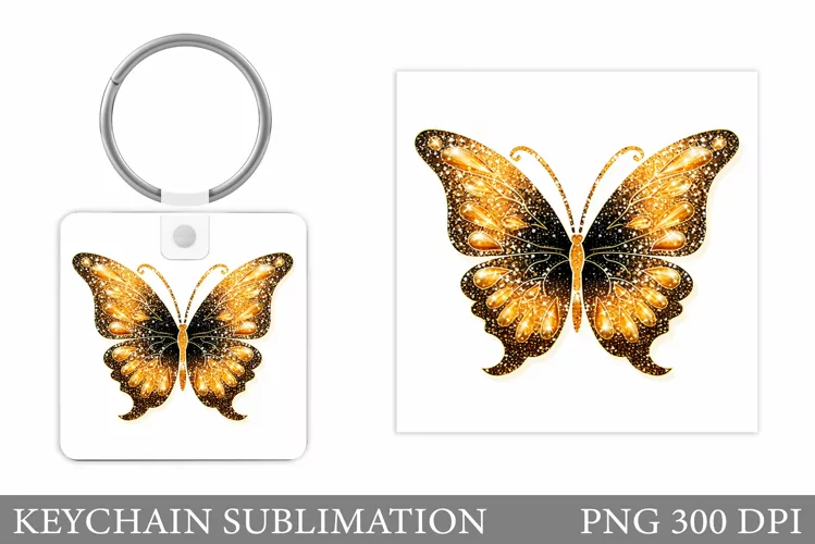Butterfly Square Keychain. Butterfly Keychain Sublimation