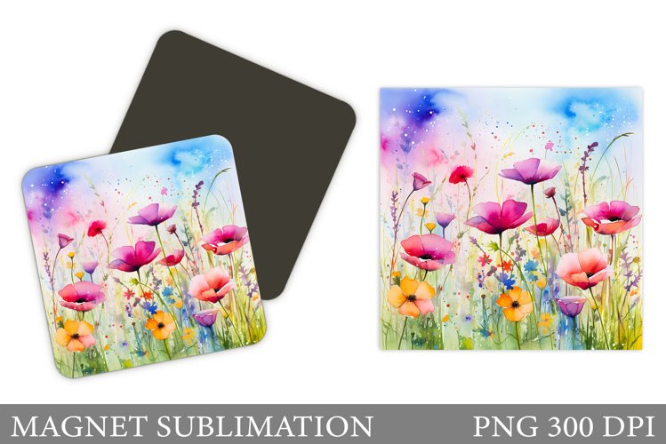 Flowers Magnet Design. Wildflowers Magnet Sublimation