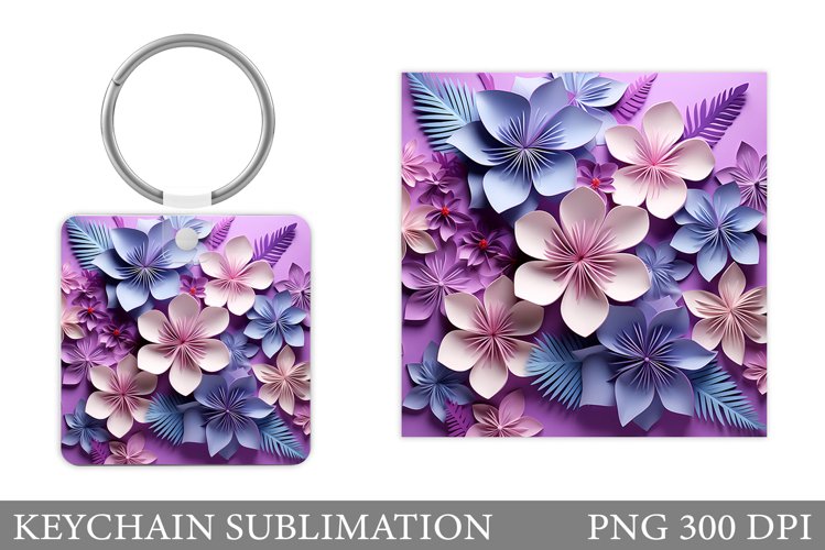 3D Flowers Keychain Design. Keychain Flowers Sublimation example image 1