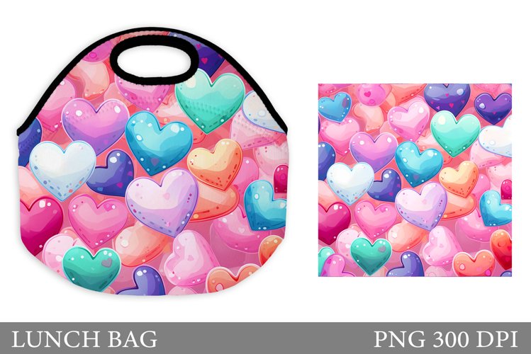 Hearts Lunch Bag Sublimation. 3D Hearts Lunch Bag Design
