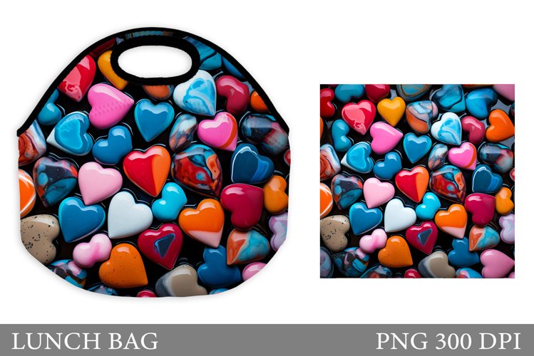 Hearts Lunch Bag Sublimation. 3D Hearts Lunch Bag Design