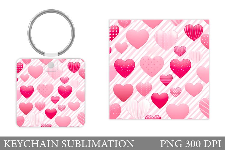Hearts Keychain Design. Colorful Hearts Keychain Sublimation example image 1