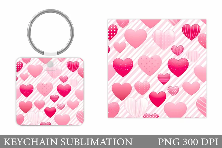 Hearts Keychain Design. Colorful Hearts Keychain Sublimation