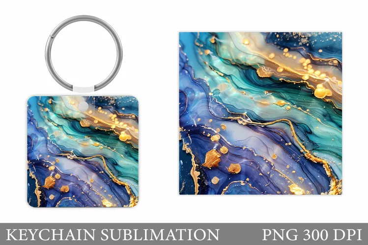 Alcohol Ink Keychain Sublimation. Texture Keychain Design