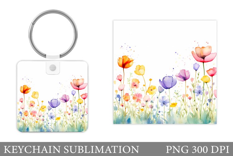 Wildflowers Keychain Design. Flowers Keychain Sublimation example image 1