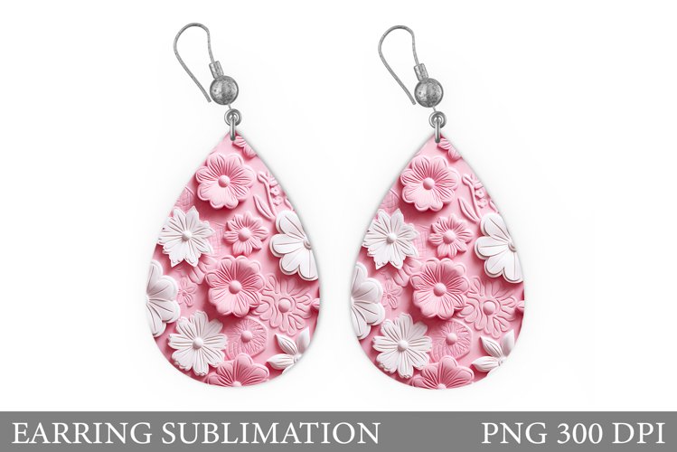 Flowers Earring Design. Flowers Leather Earring Sublimation example image 1