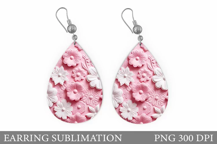 Flowers Earring Design. Flowers Leather Earring Sublimation