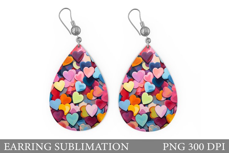 Colorful Hearts Earring Design. Hearts Earring Sublimation