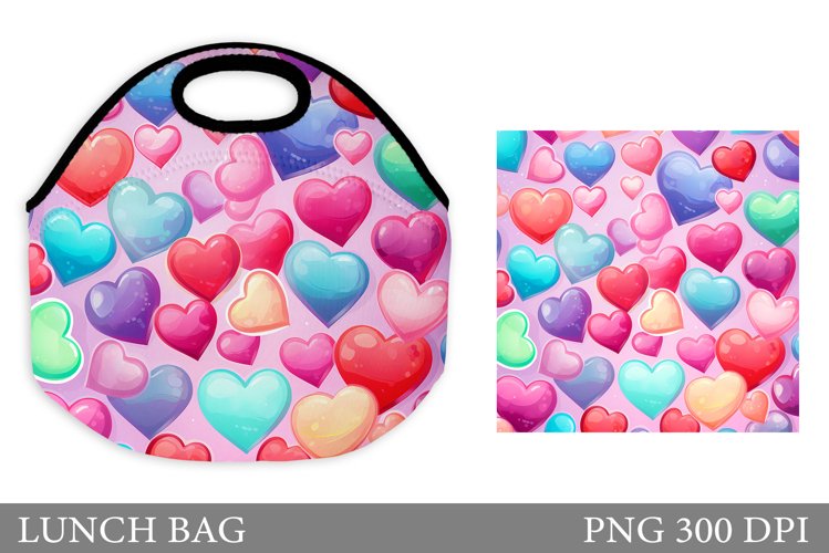 Hearts Lunch Bag Sublimation. Hearts Lunch Bag Design example image 1