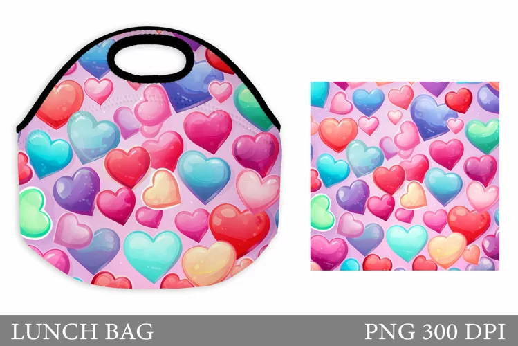 Hearts Lunch Bag Sublimation. Hearts Lunch Bag Design
