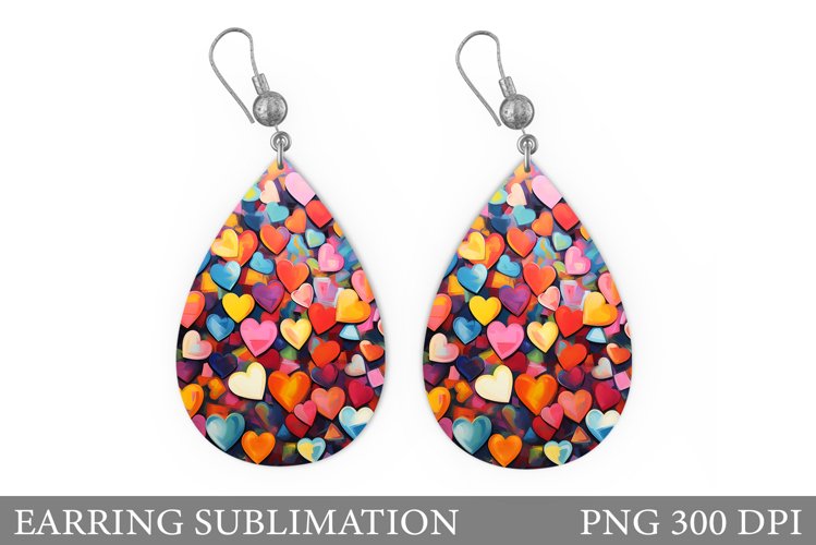 Colorful Hearts Earring . Hearts Earring Sublimation example image 1