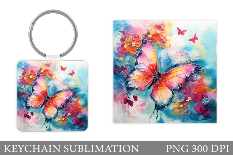 Butterfly Square Keychain. Butterfly Keychain Sublimation