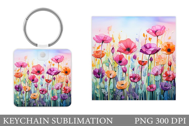 Wildflowers Keychain Design. Flowers Keychain Sublimation example image 1