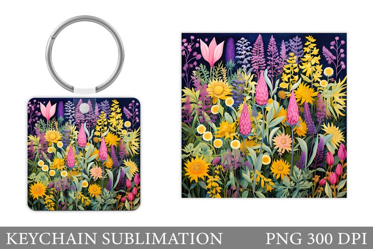 Flowers Keychain Design. Flowers Keychain Sublimation
