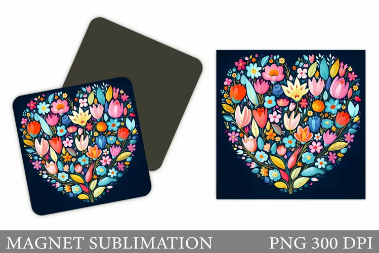 Flowers Square Magnet Design. Flowers Magnet Sublimation