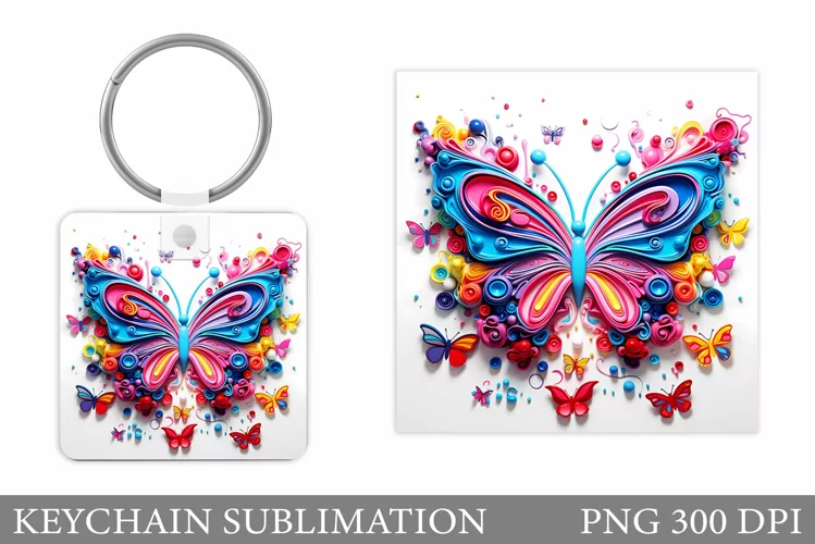 Butterfly Keychain Design. Rainbow Butterfly Keychain