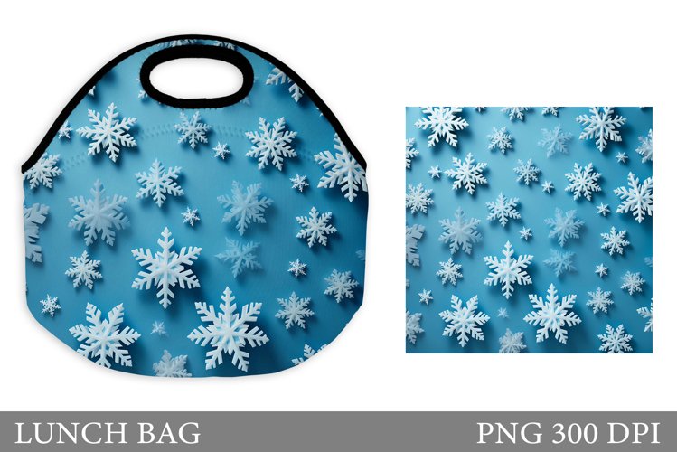 Snowflakes Lunch Bag. 3D Snowflakes Lunch Bag Sublimation