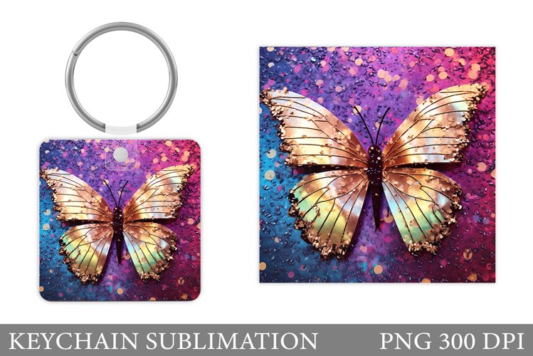 Butterfly Keychain Design. Butterfly Keychain Sublimation example image 1