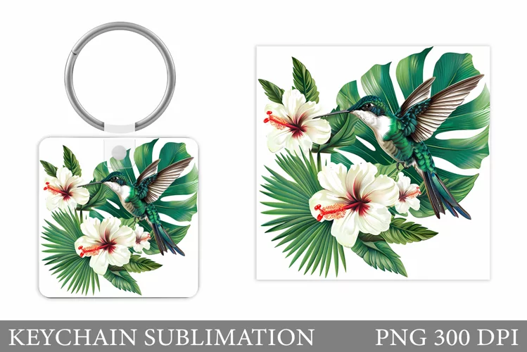 Hummingbird Keychain Design. Hummingbird Square Keychain