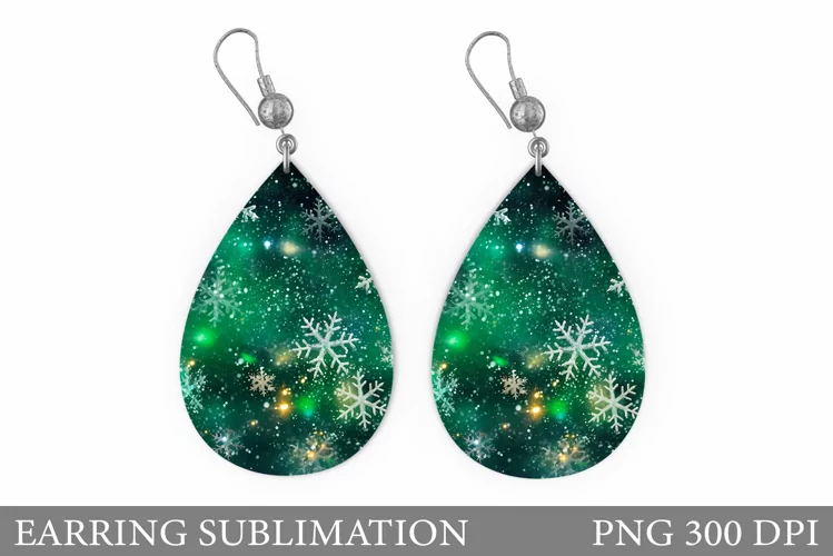 Shimmer Snowflakes Earring. Christmas Earring Sublimation
