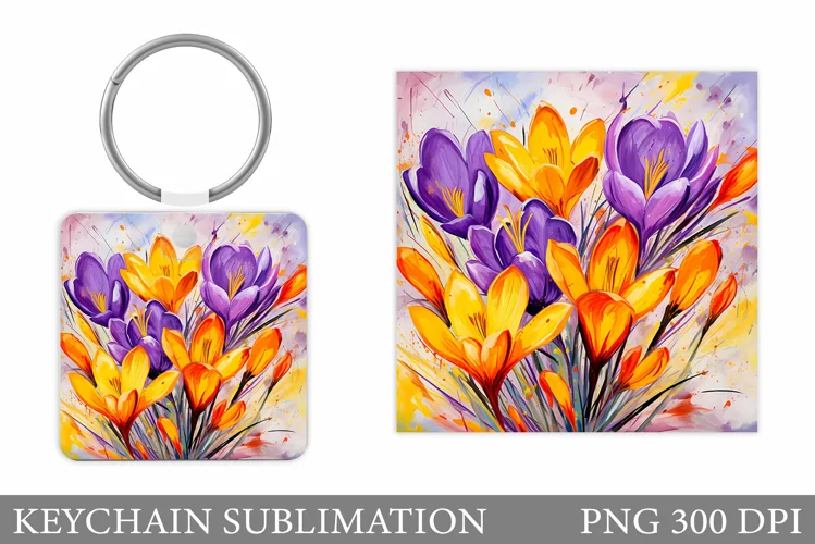 Flowers Spring Keychain Sublimation. Flowers Keychain Design