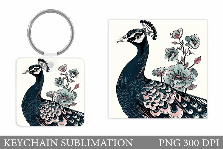 Peacock Keychain Sublimation. Peacock Keychain Design